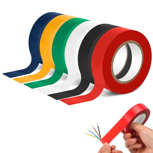 OFFCUP Isolierband, 6 Stück PVC Elektriker Klebeband 19mm x 20m, Wasserdicht Elektrisches Isolierband 6 Farben, VDE Isoband Selbstklebendes Isolierband zum Schutz, Bündeln und Reparieren von Kabeln von OFFCUP