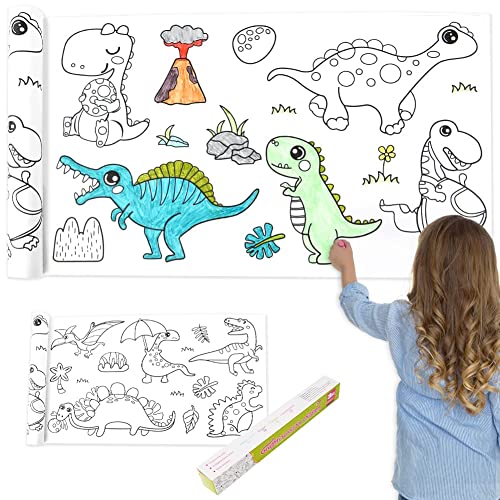 OFFCUP Zeichnungsrolle für Kinder, 30 * 300CM Schneidbare Zeichenrolle Kinder, Malpapier Rolle DIY Malposter Für Kinder, Malrolle Ausmalrolle, Zeichenpapier rolle für Kleinkinder(Dinosaurier Paradies) von OFFCUP