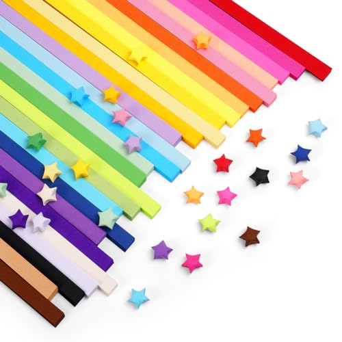 OFFCUP Origami Stern Papierstreifen, 1350 Stück Glücksstern Papierstreifen 27 Farben Kunsthandwerk Sterne Papier Regenbogenfarbe Origamipapier für Bastelarbeiten, Dekoration, Karten Geschenk von OFFCUP