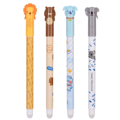 OFFCUP Radierbarer Kugelschreiber, 4 Blau Tintenroller Radierbar Gelstift, 0.5mm Radierstift Cartoon Löschbarer Stift Erasable Pen für Kinder Studenten Geschenk Schul Bürobedarf von OFFCUP