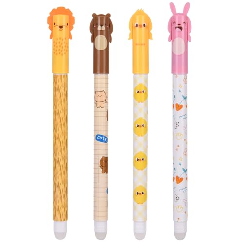 OFFCUP Radierbarer Kugelschreiber, 4 Blau Tintenroller Radierbar Gelstift, 0.5mm Radierstift Cartoon Löschbarer Stift Erasable Pen für Kinder Studenten Geschenk Schul Bürobedarf von OFFCUP