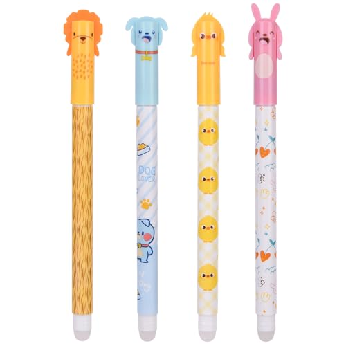 OFFCUP Radierbarer Kugelschreiber, 4 Blau Tintenroller Radierbar Gelstift, 0.5mm Radierstift Cartoon Löschbarer Stift Erasable Pen für Kinder Studenten Geschenk Schul Bürobedarf von OFFCUP