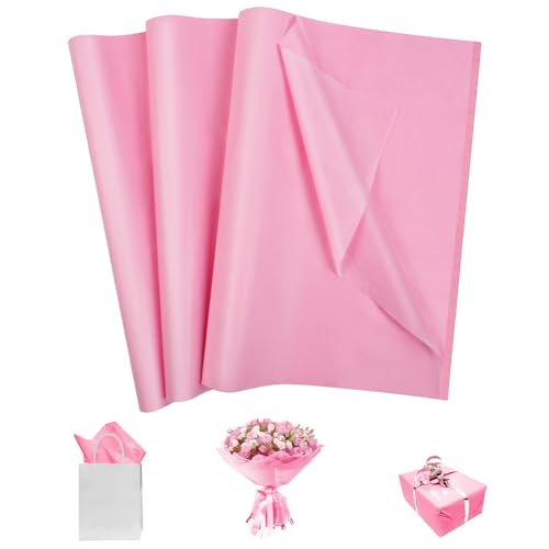 OFFCUP Seidenpapier, 35 Blatt Transparentpapier Bunt Tissue Paper 70 * 50 cm Bastelpapier Transparent Geschenkpapier Glanzpapier zum Basteln Verpackungsmaterial für Geschenktüten, Dekoration - Rosa von OFFCUP