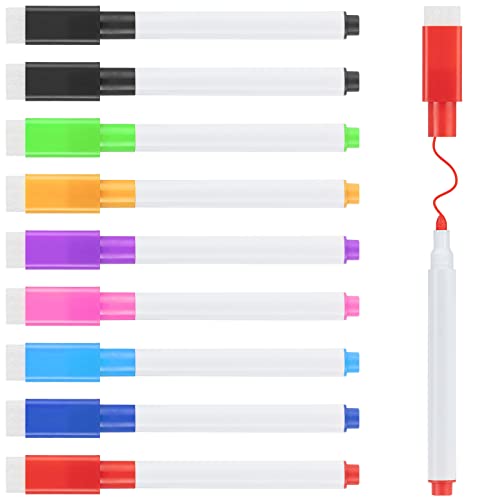 OFFCUP Trocken Abwischbar Stift mit Radierer, 10pcs Whiteboard Marker Magnetisch, Whiteboard-Marker mit feine Spitze, Bunt 3 in 1 Folienstift Trocken abwischbare Marker für Fenster, Glas, Tafel von OFFCUP