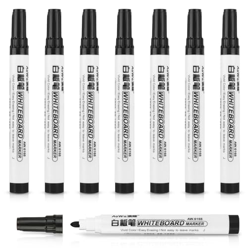 OFFCUP Whiteboard Marker, 8 Stücke Whiteboard Stifte, Trocken Abwischbare Marker Schwarz Folienstift Abwischbar für Whiteboard, Glas, Fenster, Flipchart, Magnettafel, Memoboard von OFFCUP