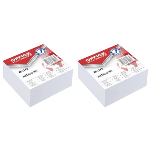 Zettelklotz geleimt weiß, 85 x 40 x 85 mm (Packung mit 2) von OFFICE_PRODUCTS