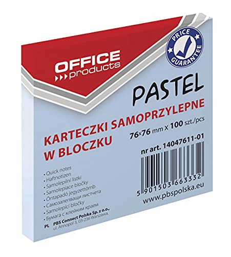 OFFICE PRODUCTS 14047611-01 Haftnotiz 76 x 76 mm, 1 X 100 Blatt, Pastellfarbe/blau von OFFICER PRODUCTS