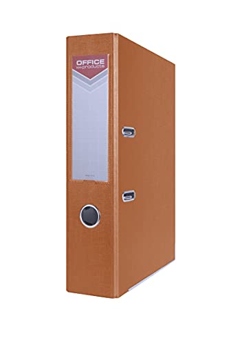 OFFICE PRODUCTS 21011221-07 Ordner A4/75 mm Orange Kunststoffbezug PP/Papier Schlitzordner, Büroordner, Aktenordner Metall Kantenschutz Metallgefasstes Griffloch Hebelmechanik Einsteckrückenschild von OFFICER PRODUCTS