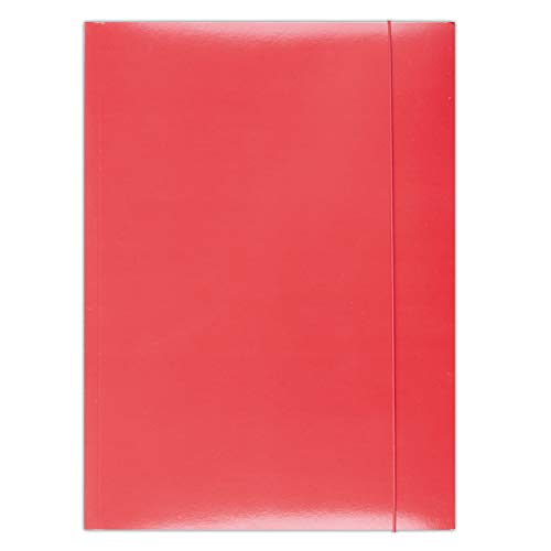 OFFICE PRODUCTS 21191141-04 Mappe mit Gummiband Karton/lackiert, A4, Grammatur 350 g/m², 3 Klappen, rot von OFFICER PRODUCTS