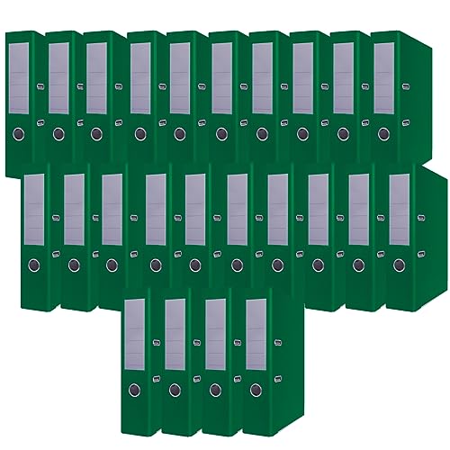 OFFICE PRODUCTS 24er Pack Ordner Grün A4/75 mm/Papier Pappe/Kunststoffbezug PP Schlitzordner Büroordner Pappordner Aktenordner Metall Kantenschutz von OFFICER PRODUCTS