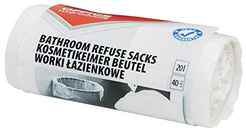 OFFICER PRODUCTS 22025169-14 Müllbeutel 20 l| 40 Stück/Rollen | Müllsack Mülltüte Abfallsäcke für Den Hausmüll | Fürs Badezimmer Standard (HDPE)| Farbe: Weiss von OFFICER PRODUCTS