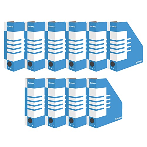 OFFICER PRODUCTS DONAU 7648001FSC-10 Stehsammler Stehordner Archive Box Pappe A4/ 10er Pack/ 10 Stück/Karton - Blau/bis zu 1000 Blatt Für Büro, Schule und Zuhause zur Aufbewahrung von Dokumenten von OFFICER PRODUCTS