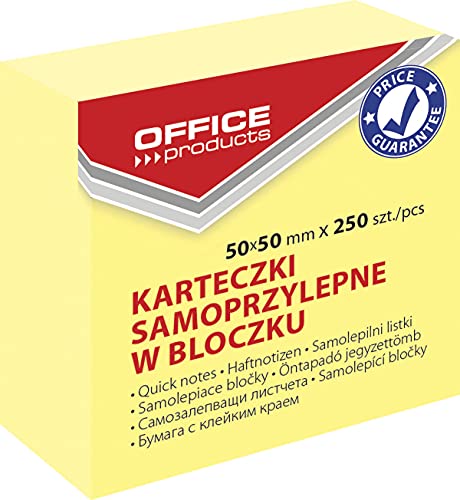 OFFICER PRODUCTS Mini-Selbstklebend Haftnotizen Gelb Basic/ 50 x mm/ 1 x 250 Blatt/Klebezettel Notes Würfel Haftnotizzettel Sticky Memo Notizblöcke Quadratisch für Büro Schule, 14048211-06 von OFFICER PRODUCTS