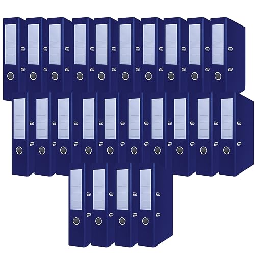 OFFICER PRODUCTS PRODUCTS 24er Pack Ordner A4/75 mm/Dunkelblau Papier Pappe/Kunststoffbezug PP Schlitzordner Büroordner Pappordner Aktenordner Metall Kantenschutz von OFFICER PRODUCTS