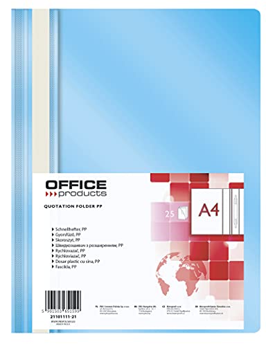 Office Products 21101111-21 Plastik Schnellhefter A4 Hellblau von OFFICER PRODUCTS