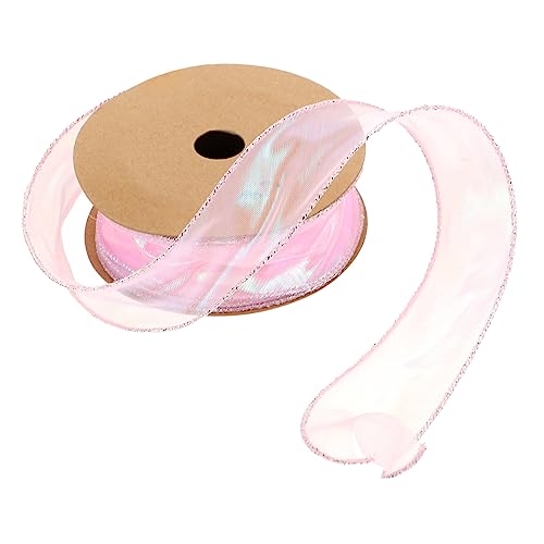 OFFIGAM 1 Rolle Geschenkangebot seidenband ribbon geschenkpakete bandfeile gutl Gruß Paillette Dekoration Zeremonie Neon Festival-Handwerksband Multifunktions-Geschenkband Polyester Rosa von OFFIGAM