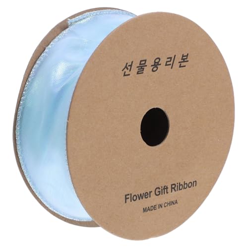 OFFIGAM 1 Rolle Illusionswellenband seidenband ribbon steckblumen festivalbändchen the wedding invitation Zeremonie Drahtband zum Umwickeln Geschenkband Vorräte einpacken Polyester Blue von OFFIGAM