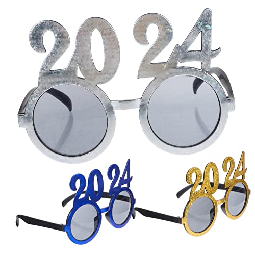 OFFIGAM 1 Satz 2024 Brille Disco-brille 2024 Tanzbrille Trendy Foto-requisiten Für Das Neue Jahr 2024 Rave Brillen Für Das Neue Jahr 2024 Lustige Partybrille Spiel Aufdecken Plastik 3st von OFFIGAM