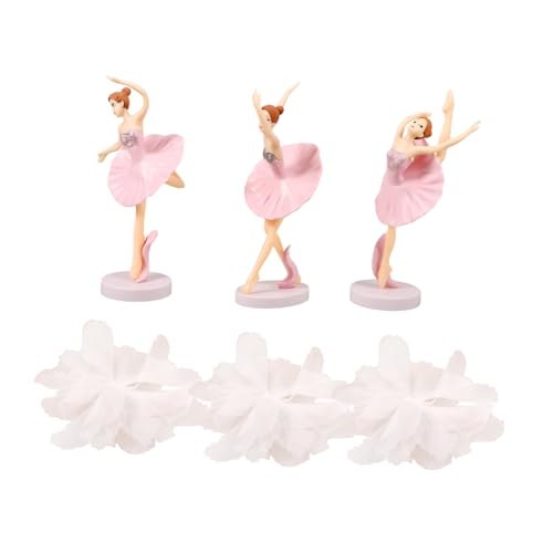 OFFIGAM 1 Satz 6 Stk Ballettmädchen-ornamente Tänzer Figur Statue Für Tänzer Ballerina-statuen Ballettfiguren Kuchendeckel Hochzeit Spielzeugfigur Mode Rosa Gittergewebe von OFFIGAM