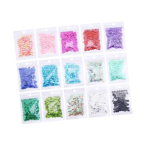 OFFIGAM 1 Satz Perforierte Pailletten Sequin Party Sachen Glänzend Diy Bastelmaterial Grusskarte Festival Klobiger Glitzer Paillettenband Runde Pailletten Bekleidungsmaterial 15 Packungen von OFFIGAM