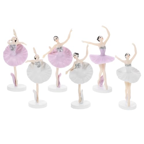 OFFIGAM 1 Satz Tanz Ballett Mädchen Feenkuchendeckel Ballerina Rosa Ballettröckchen Birthday Cake Decoration Cake Decorating Set Dekoration Für Kuchen Plastikverzierung Für Mädchen 6st von OFFIGAM