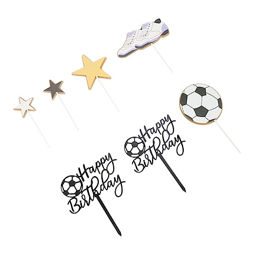 OFFIGAM 1 Set Kuchen Topper Fußball Cupcake Ornamente Kuchen Picks Fußball Ornament Fußball Geburtstag Party Fußball Party Schwarz von OFFIGAM