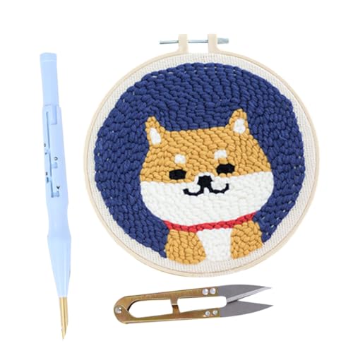 OFFIGAM 1 Set Stickform Faden Rug Hooking Kit Nähset Häkelset Nähnadeleinfädler Handsticksets Nähgarn Nähmaschine Punch Needle Teppich Stickrahmen von OFFIGAM