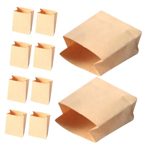 OFFIGAM 10 Stück Puppenhaus-Verpackungsbeutel kleine papiertüten Mini papiertüten Spielzeughaus Zubehör Minitaschen Beutel für Lebensmittelverpackungen Kekstüten Kraftpapier Light Brown von OFFIGAM