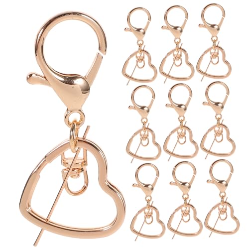 OFFIGAM 10St Quaste Verschlüsse Schlüsselring-Clip Lanyard-Clip Haken schlüsselanhänger set hochstihl Schlüsselanhänger Ornamente Schlüsselanhänger in Herzform Festgeschenke Metall Golden von OFFIGAM