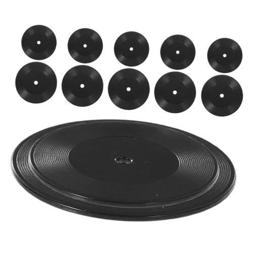 OFFIGAM 12 STK. Mini-Schallplatte puppenhaus Einrichtung Mini Schallplatten Vinyl Modell Puppenhaus Dekoration kleine Möbeldekorationen Mini-Puppenhausmöbel Miniaturen Plastik Black von OFFIGAM