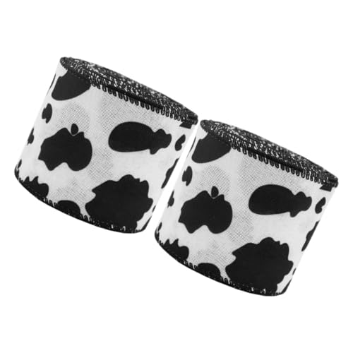 OFFIGAM 2 Rollen Band mit Kuhmuster Druckdekoration Kuhbänder zum Basteln Stoffbänder mit Animal-Print Band Band Kuh Druck Band Geschenkband Kuh Bogen machen Band Kuhdruckband Polyester von OFFIGAM