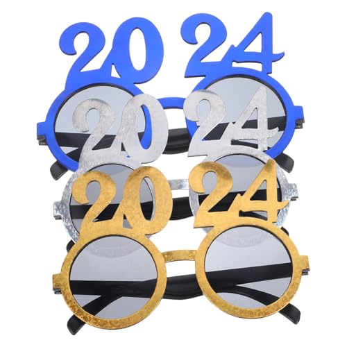 OFFIGAM 2 Sätze 2024 Brille Ferngläser Kinderferngläser Brillen Foto Requisiten Lustige Brillen Dekoration Hochzeitsgeschenk Kostümzubehör Für Das Neue Jahr Partyzubehör 3 Stück * 2 von OFFIGAM