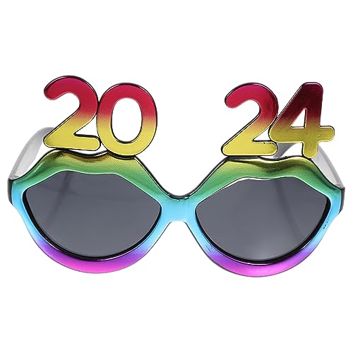 OFFIGAM 2St 2024 Brille rote Brille Glückliches Jahr-Brille Rave-Brille Neon kinderferngläser kindergläser Partygeschenke für das neue Jahr Kostümzubehör für das neue Jahr Stk Colorful von OFFIGAM