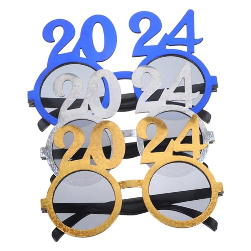 OFFIGAM 3 Sätze 2024 Brille Neonbrille Pride-shutterbrille Für Erwachsene Ferngläser Kinderferngläser Dekoration Hochzeitsgeschenk Neujahrsbrille Neujahrsparty-brillen 3 Stück * 3 von OFFIGAM