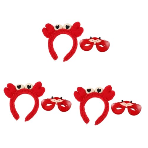 OFFIGAM 3 Sätze Krabbenbrille Stirnband Strand Nautisch Fisch Zubehör Party Muscheln Schnapsgläser Plastik Rot von OFFIGAM