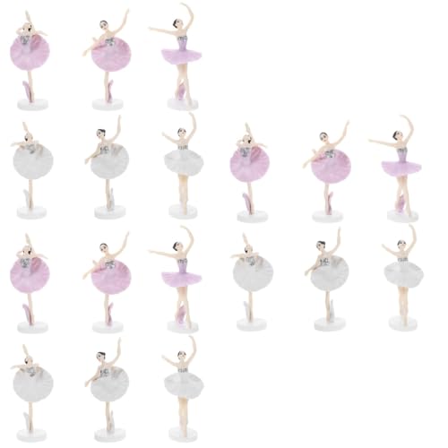 OFFIGAM 3 Sätze Tanz Ballett Mädchen Rosa Ballettröckchen Mädchen Tanzende Puppe Balletttänzerin Kuchendeckel Mädchen Bastelt Tanzpuppe Figur Ballerina Plastik 6 Stück * 3 von OFFIGAM