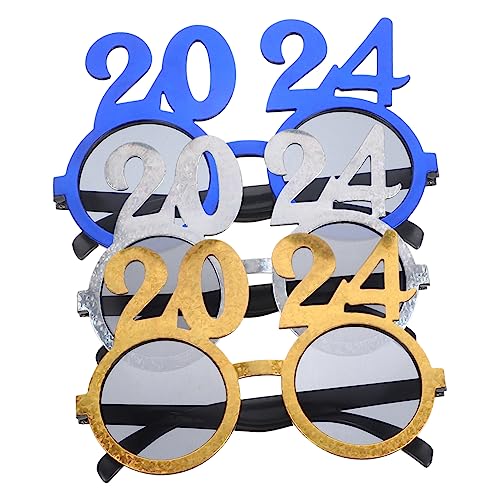 OFFIGAM 4 Sätze 2024 Brille Ferngläser Kinderferngläser Brillen Foto Requisiten 2024 Zahlenbrille Dekoration Hochzeitsgeschenk 2024 Entworfene Brille Lustige Tanzbrille 3 Stück * 4 von OFFIGAM