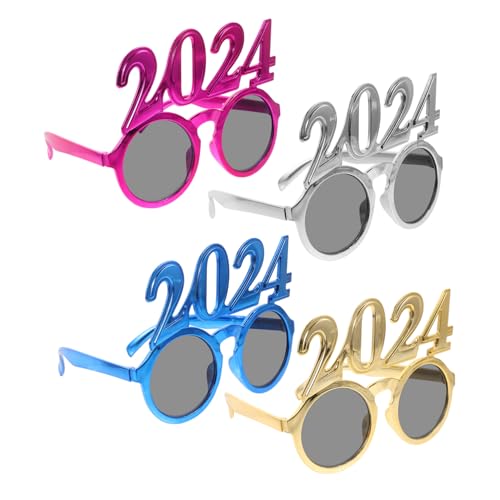 OFFIGAM 4 Stück 2024 2024 digitale Brille verrückte Brille Neon-Partyzubehör Neujahrsparty-Brillen Trendy leuchtbrillen houseparty Partydekorationen für das neue Jahr Party -Requisiten Stk von OFFIGAM