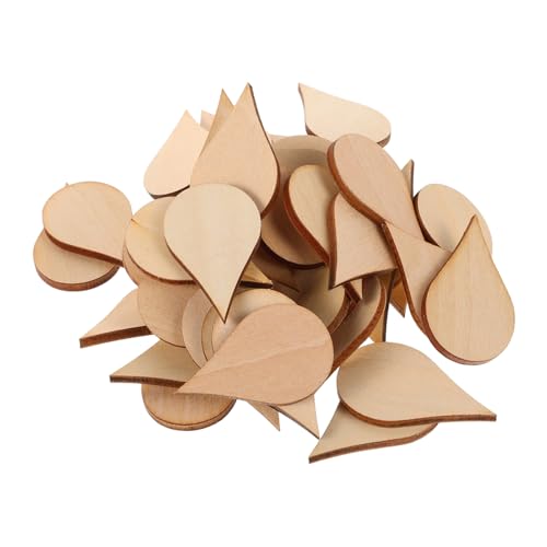 OFFIGAM 50 Stück Unvollendete, Leere Holz-tropfen-ohrring-anhänger Für Weihnachtsbaum-dekoration, Schmuckzubehör Und Diy-herstellung, Beige von OFFIGAM