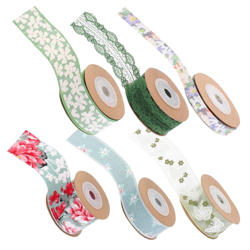 OFFIGAM 6 Rollen Spitze Sackleinen Krepp-papier Abdeckband Farbig Bänder Partydekorationen Partyverpackungsband Packband Vorhanden Band Umwickeln Festival-packgurt Wickelband Polyester von OFFIGAM