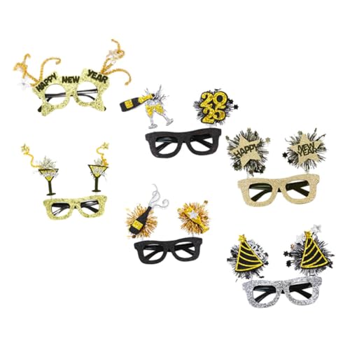 OFFIGAM 6 Stück Neujahrsbrille Neujahrs- Partyzubehör für Silvester 2025 Silvester Partyhüte brillen party brille frohes neues jahr brille frohes neues jahr party favor Plastik von OFFIGAM