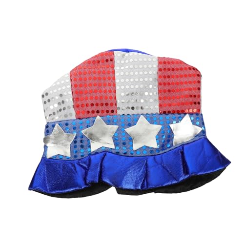 OFFIGAM Flaggenkappe zum Unabhängigkeitstag Gedenktag-Hut Partygeschenk patriotisches Accessoire Union Jack Melone weißer Hut partyhütchen usa hut patriotischer Zylinder 4. juli hut Stoff von OFFIGAM