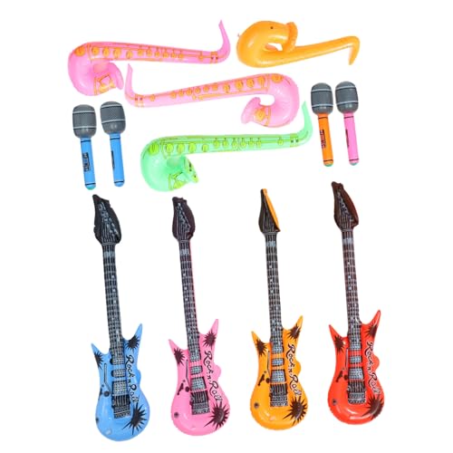 36 STK Musikteil Prop aufblasbare musikinstrumente aufblasbare Gitarre Aufblasbares Musikinstrument Fun Toy Spielzeug aufblasbares Mikrofon aufblasbares Saxophon OFFSCH von OFFSCH