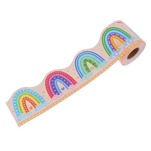 OFFSCH 1 Rolle Regenbogenrandpapier Rahmen Für Pinnwand Tafelrandaufkleber Schultafelgrenzen Im Klassenzimmer Grenzen Klassenzimmer Bulletin Randbesatz Für Pinnwände Beschichtetes Papier von OFFSCH