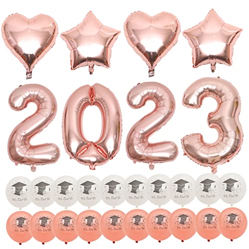 OFFSCH 1 Satz 2023 Abschlussballons Helium Party Luftballons Geburtstagsdekoration vintage dekoration retro dekoration Grad Mütze Girlande Ballons der Abschlusssaison Emulsion Rose Gold von OFFSCH