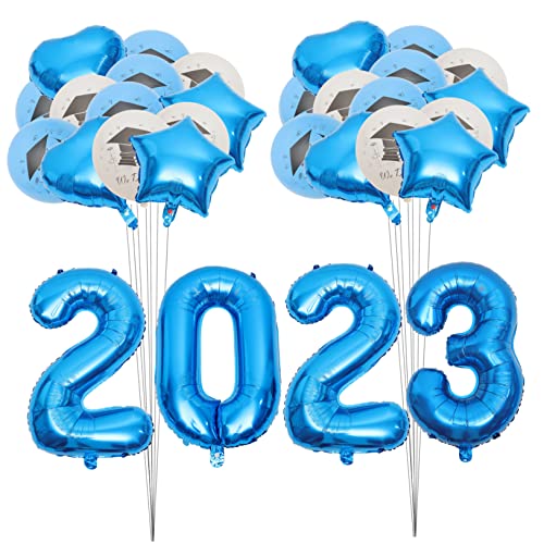 OFFSCH 1 Satz 2023 Abschlussballons Party Neonballons Helium Abschlussdekoration Abschlussfeier Luftballons Abschluss Latexballon Dekoration für die Abschlussfeier Aluminiumfolie Blue von OFFSCH