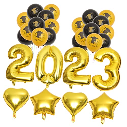 OFFSCH 1 Satz 2023 Abschlussballons Partyballons Ballongirlande Ballon-mittelstückständer Geburtstagsdekoration Lichter Retro Rouge-ballon Dekorationen Bänder Aluminiumfolie Golden von OFFSCH