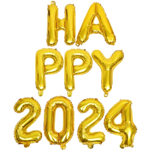 OFFSCH 1 Satz 2024 Partyballons Zahlenballon Ballon mit großer Zahl Partyzubehör für das neue Jahr 2024 Nummernballon Ballon für die Party 2024 Neujahrspartyzubehör Aluminiumfolie Golden von OFFSCH