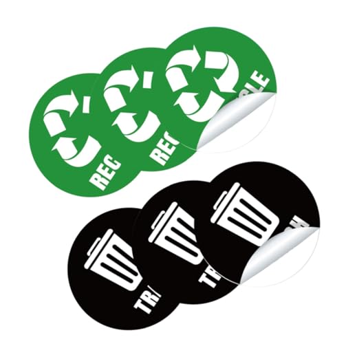 OFFSCH 1 Satz 6 Blatt Müllklassifizierungsetikett große Mülleimer Müllsymbole recyceln Papierkorb-Etikett Recycling Aufkleber Etiketten Aufkleber für Mülltonnen Mülltonnenaufkleber PVC von OFFSCH