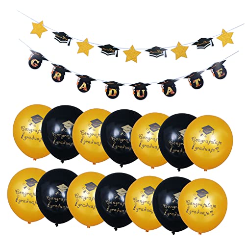 OFFSCH 1 Satz Ballons der Abschlusssaison party sachen party supplies Ballon-Party-Dekoration Abschlussbanner 2021 Golddekor Banner mit Abschlussballons abschluss ballons Emulsion von OFFSCH